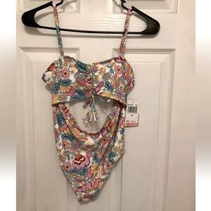 HOBIE Girls Cutout One-piece Swimsuit Girl's sz 14 Multi NWT